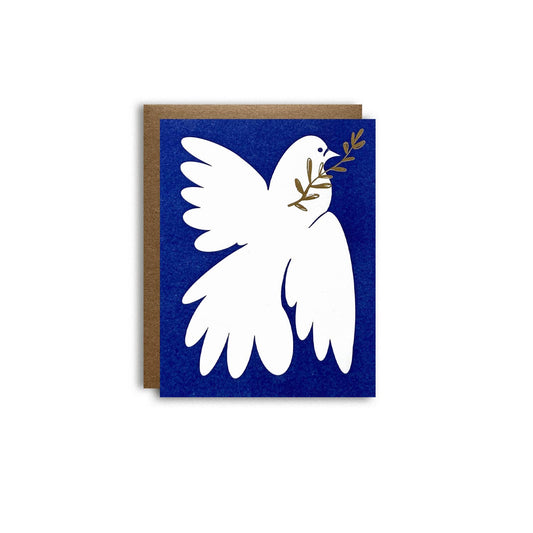 Holiday Dove Foil Letterpress Greeting Card - Spiral Circle