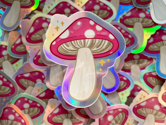 Holo Mushroom Sticker - Spiral Circle