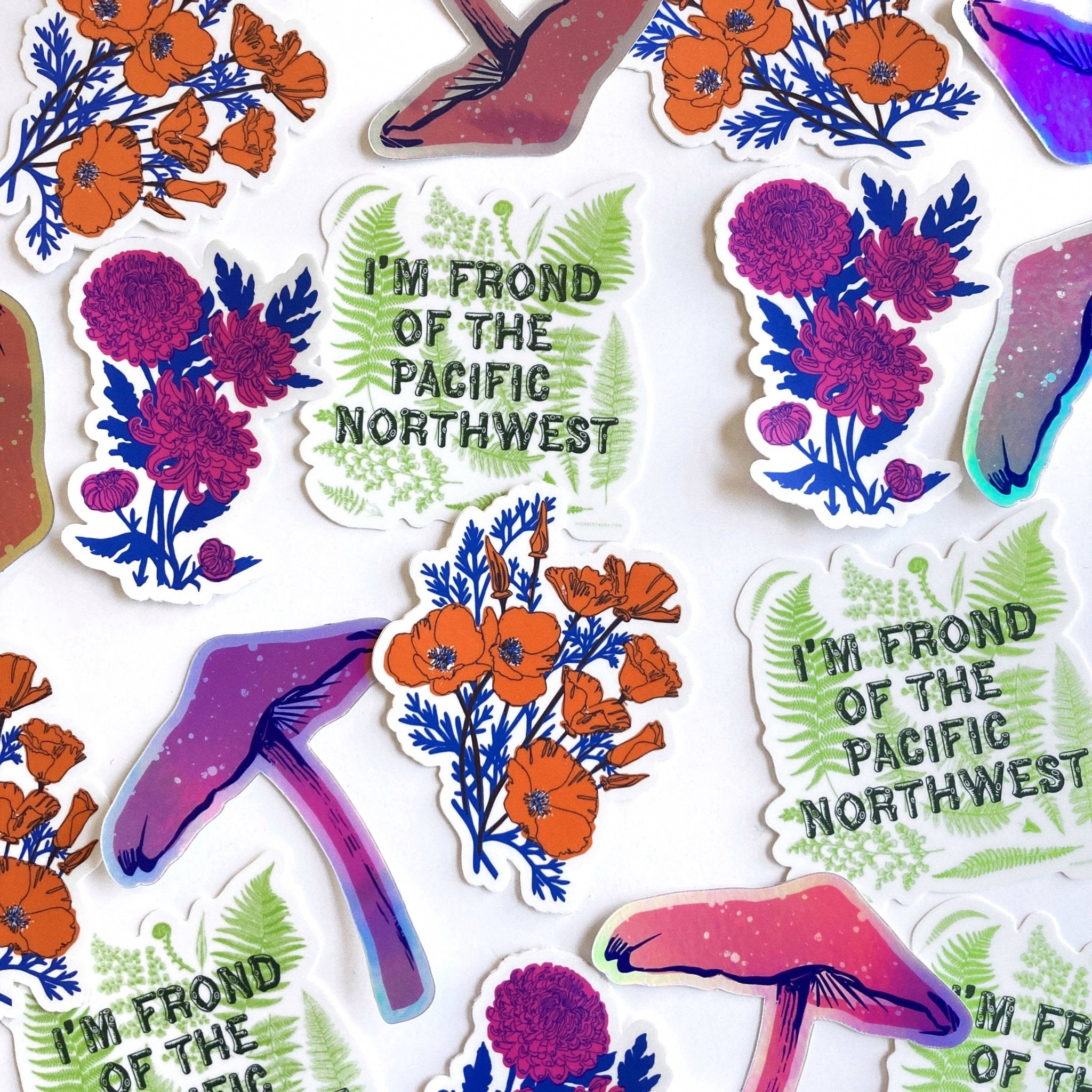 Holographic Mushroom Sticker - Spiral Circle