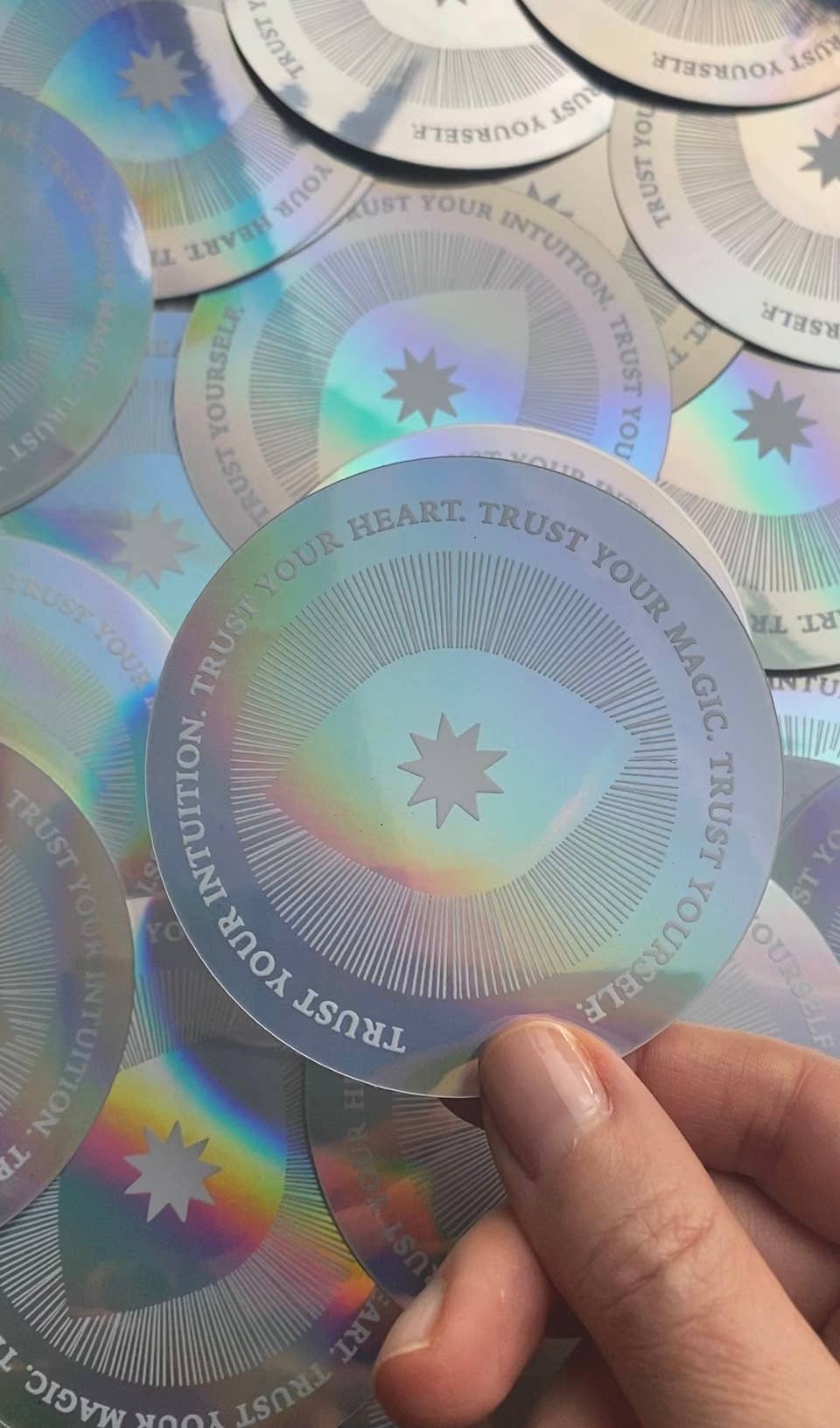 HOLOGRAPHIC STICKER TRUST YOUR MAGIC & INTUITION AFFIRMATION - Spiral Circle