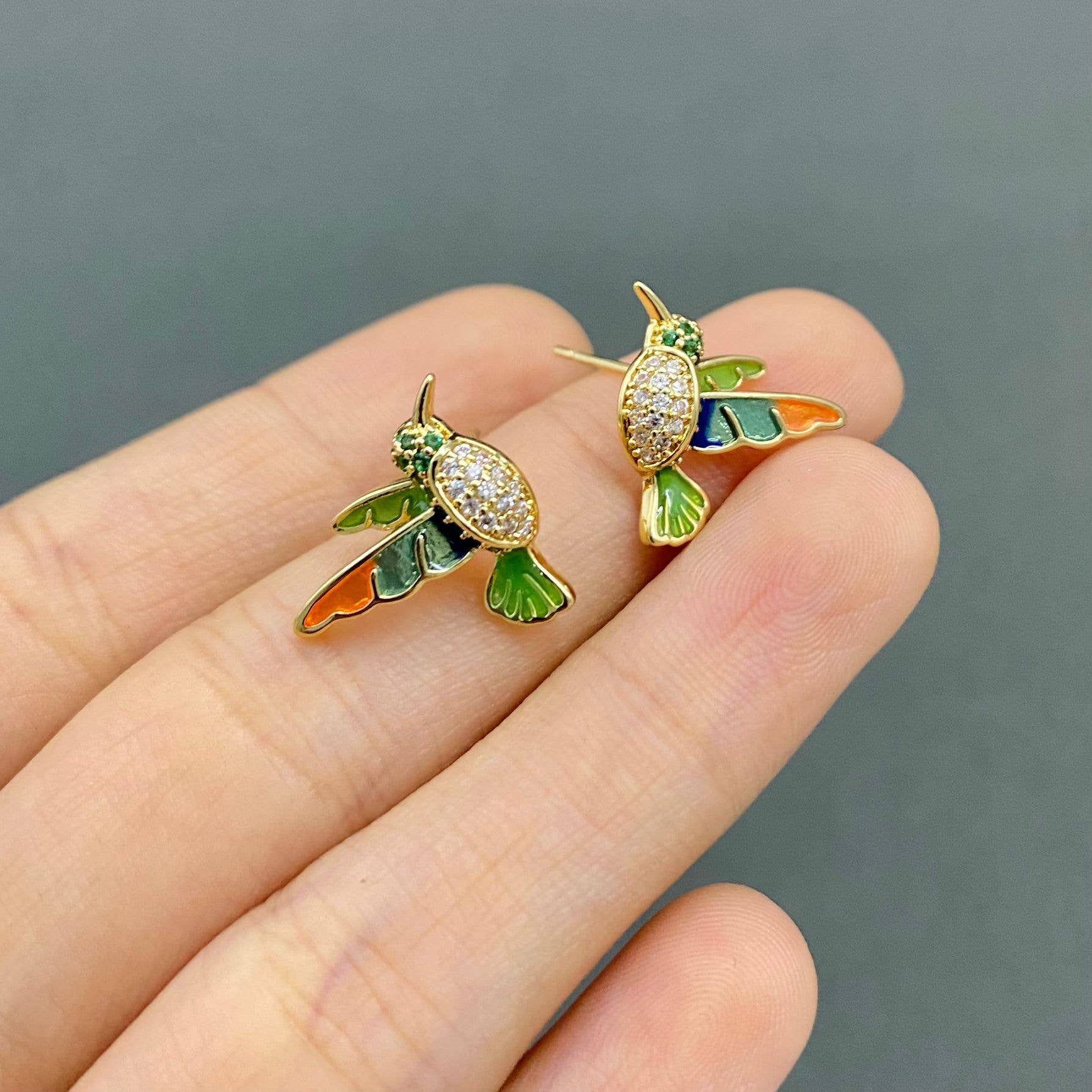 Hummingbird Studs - Spiral Circle