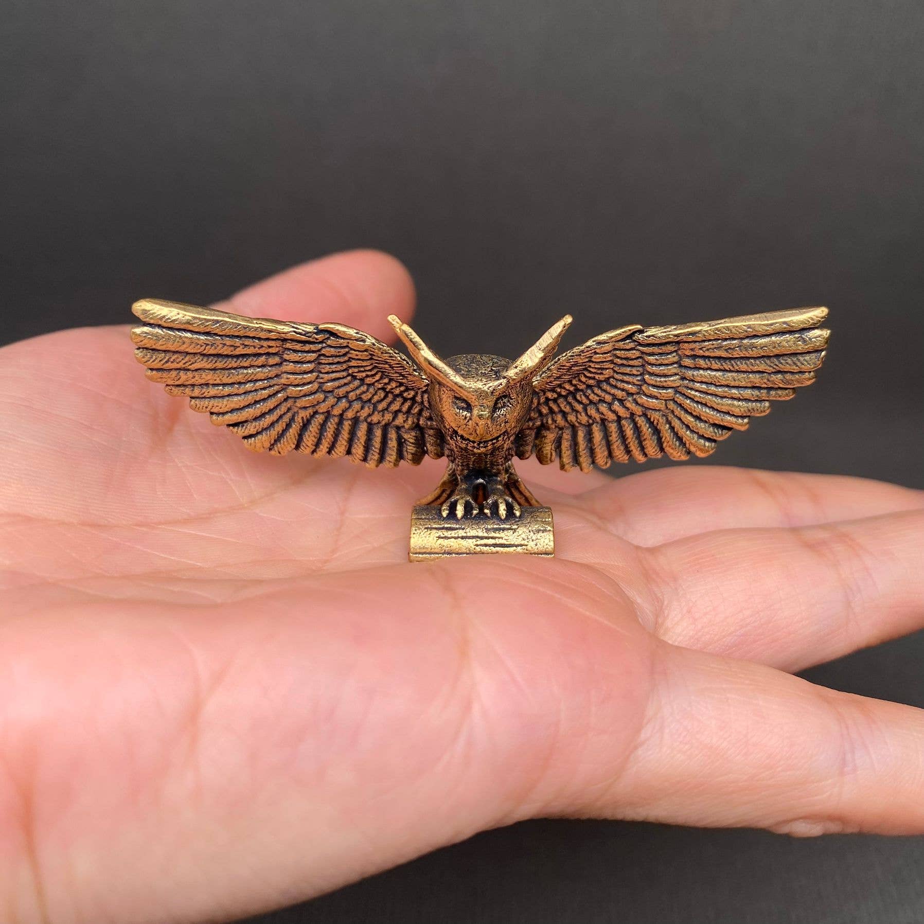 Hunting Owl | Brass Figurine - Spiral Circle