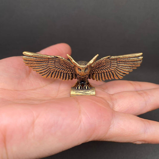 Hunting Owl | Brass Figurine - Spiral Circle