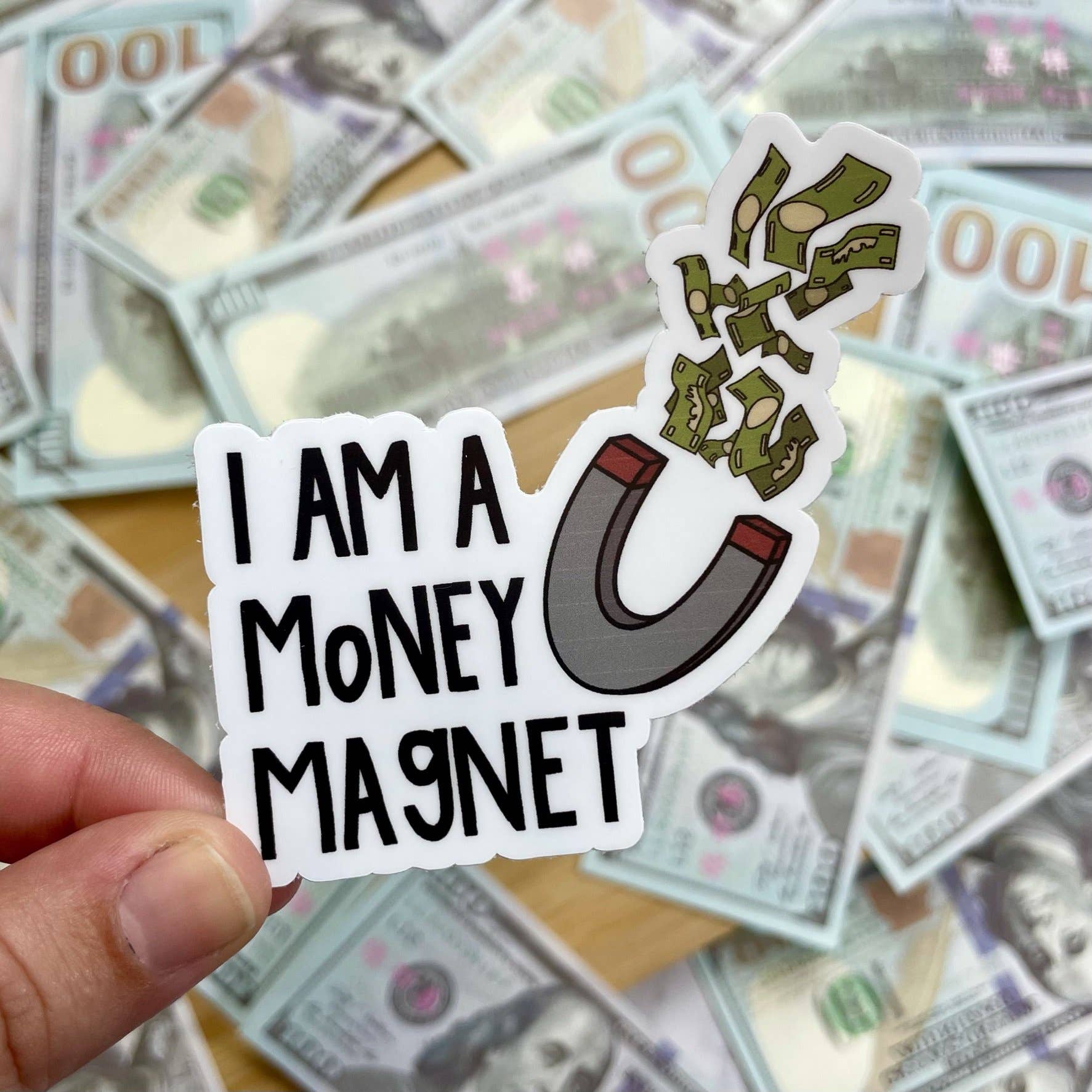 I Am A Money Magnet | Sticker - Spiral Circle