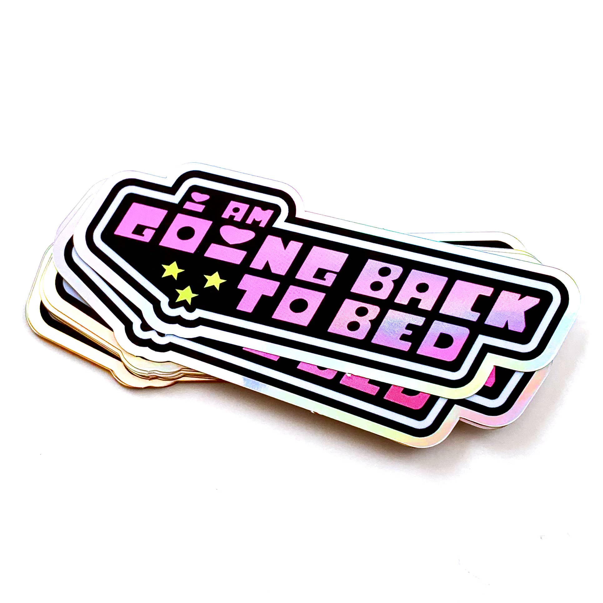 I Am Going Back to Bed Holographic Mirror Sticker - Spiral Circle