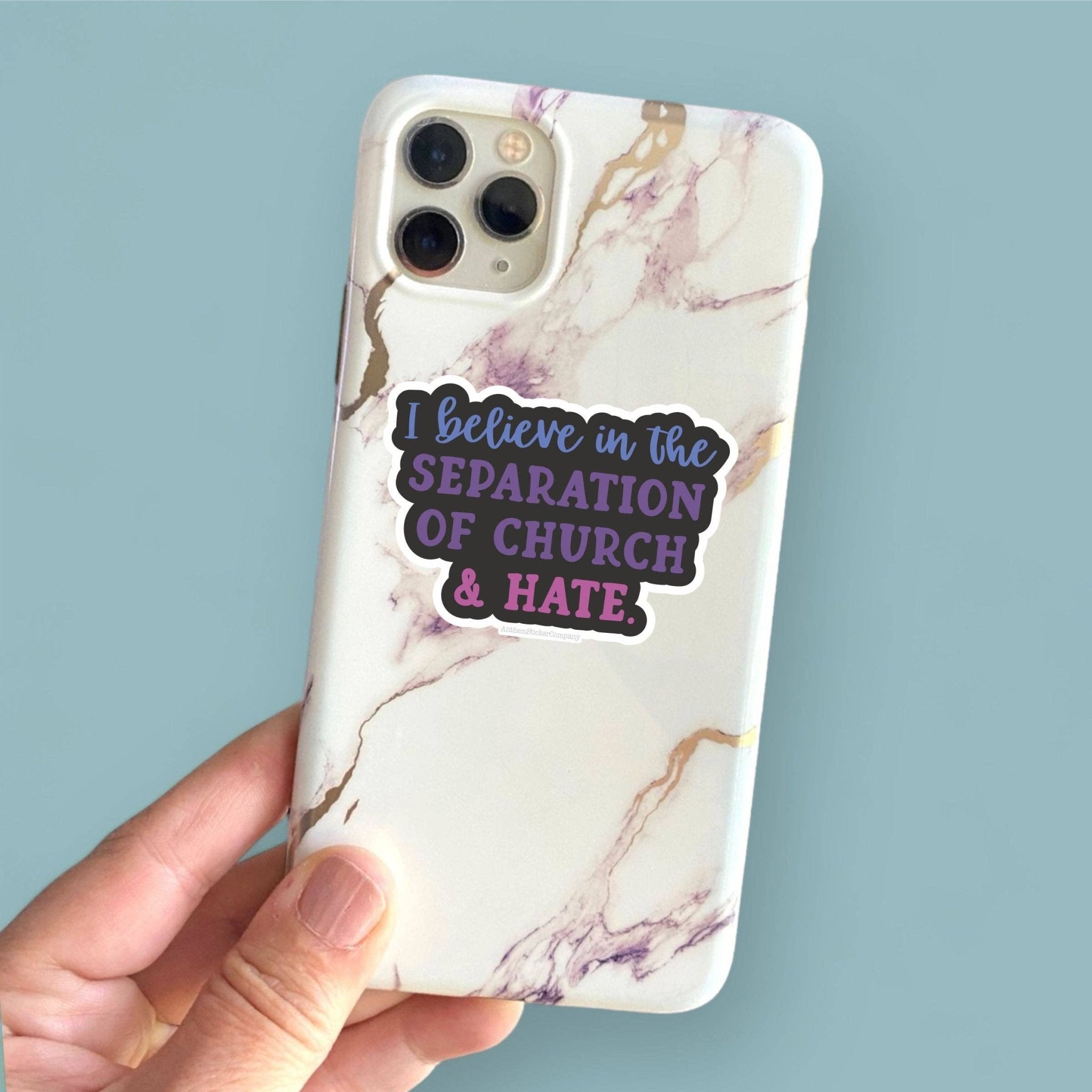 I believe in the separation of church and hate small sticker - Spiral Circle