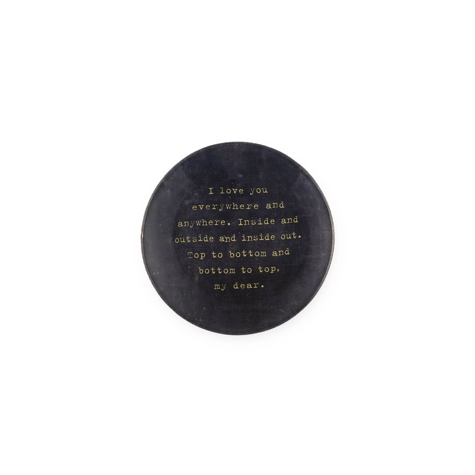 I Love You Everywhere Mini Round Decoupage Plate - 4" - Spiral Circle