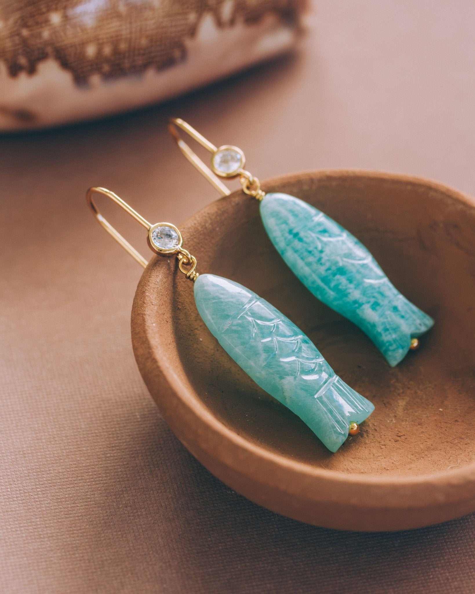 Ibiza Amazonite Fish Hook Earring - Spiral Circle