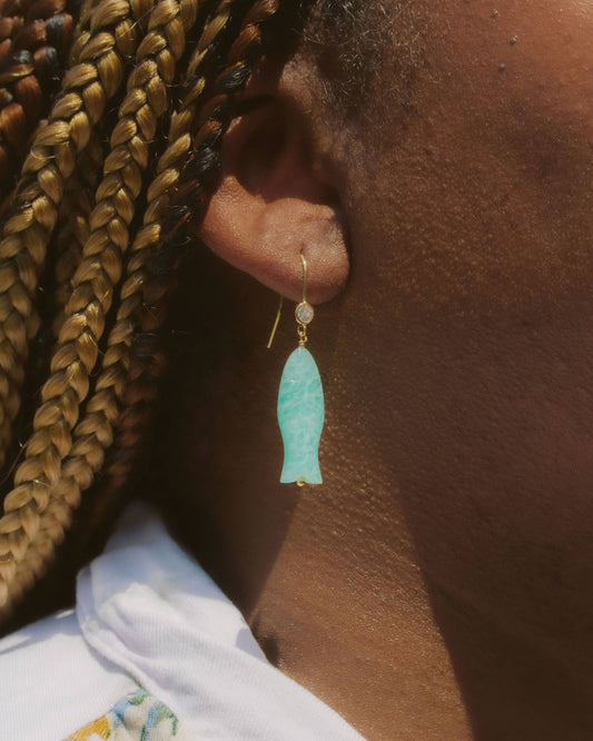 Ibiza Amazonite Fish Hook Earring - Spiral Circle