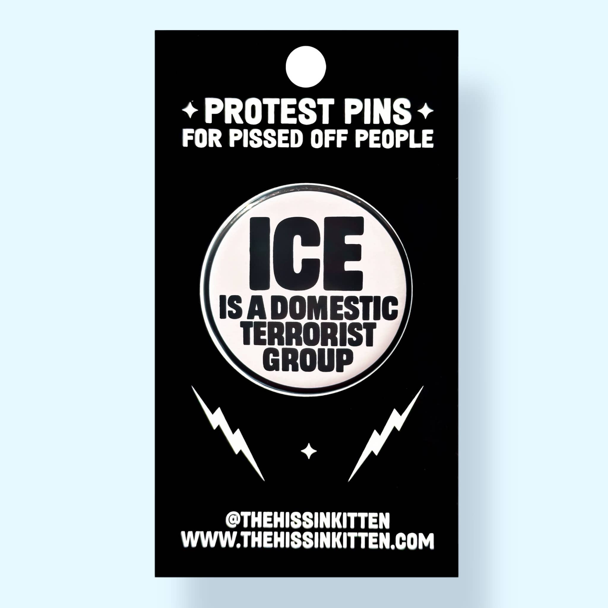 ICE Is a Domestic Terrorist Group (Button or Magnet!) - Spiral Circle