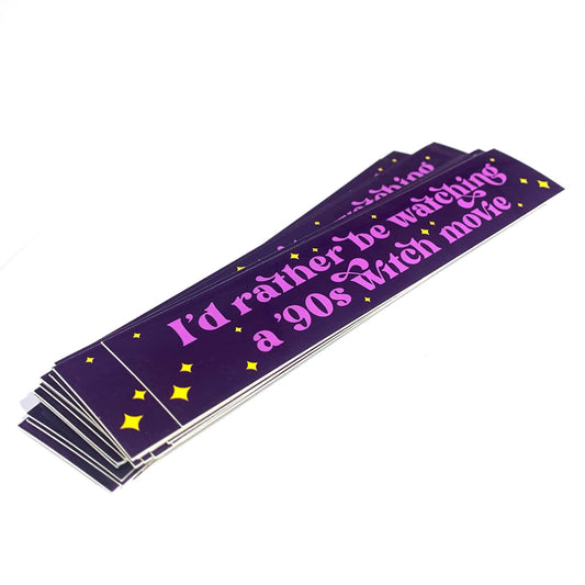 "I'd Rather Be Watching a 90s Witch Movie" Vinyl Sticker - Spiral Circle