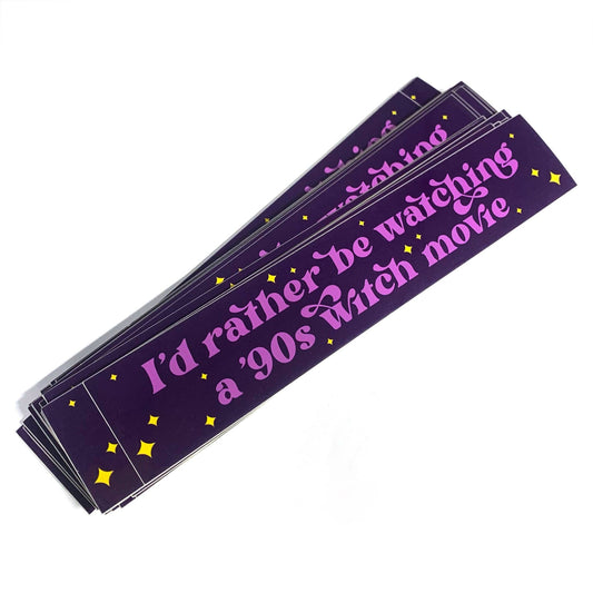 "I'd Rather Be Watching a 90s Witch Movie" Vinyl Sticker - Spiral Circle