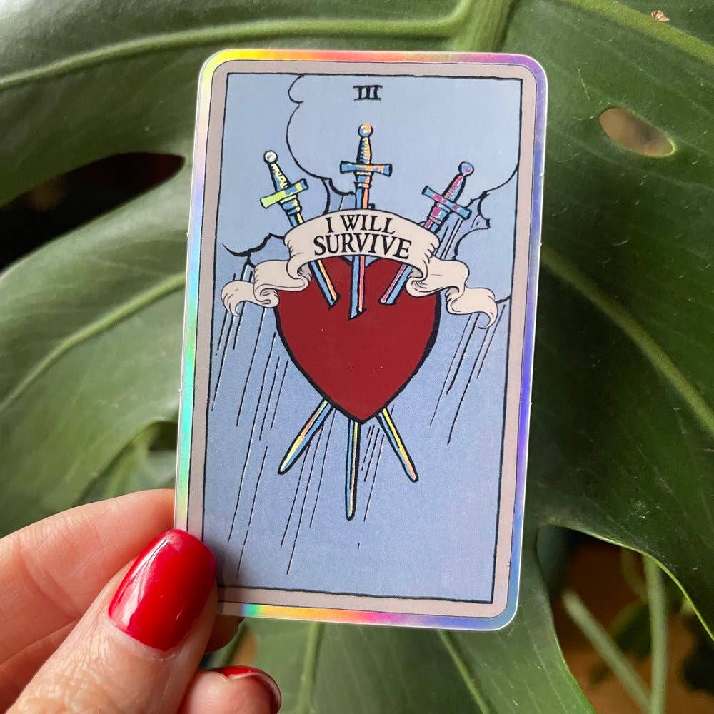 III of Swords // Survivor Holographic Tarot Sticker - Spiral Circle