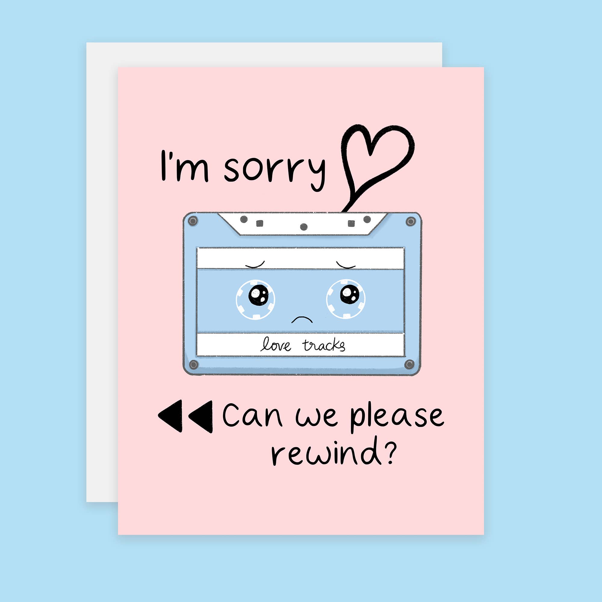 I'm Sorry Card, Apology Card, Cute Sorry Cassette Tape Card - Spiral Circle