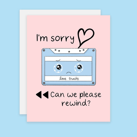 I'm Sorry Card, Apology Card, Cute Sorry Cassette Tape Card - Spiral Circle