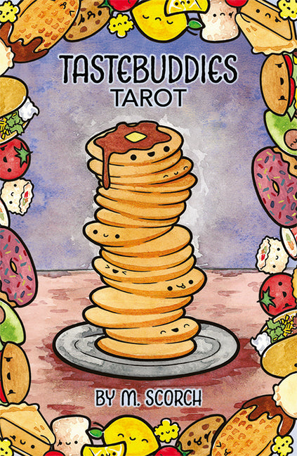 Taste Buddies Tarot: Pocket-Sized Deck in Adorable Tin, 78 Tarot Cards and 68-Page Booklet, Humorous Food-Themed Deck, Kawaii Style Artwork, Positive