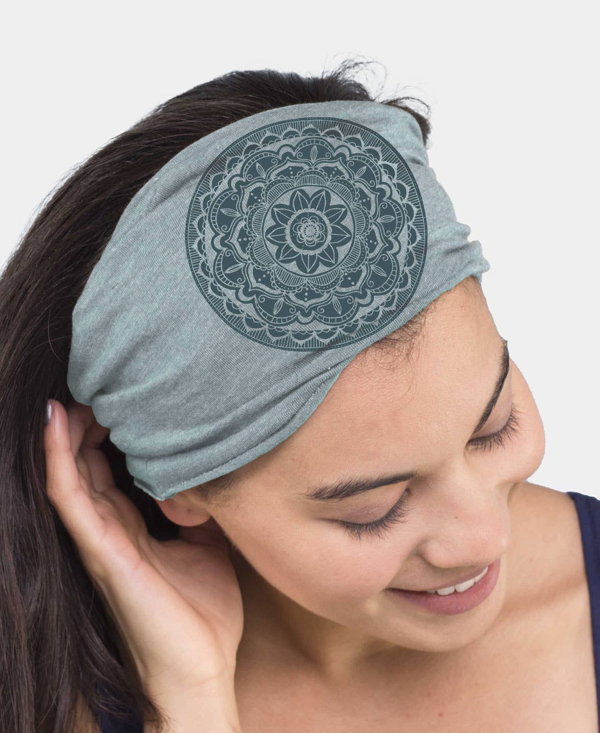 Indigo Mandala Boho Headband - Spiral Circle