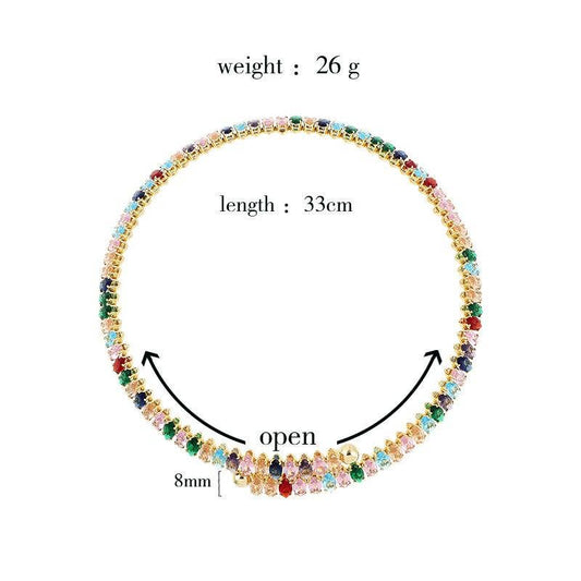 Inlaid Colored Cubic Zirconia Elastic Collar - Spiral Circle