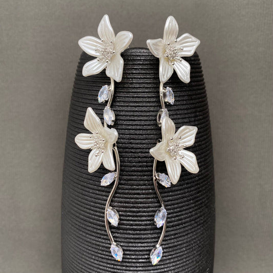 Inlaid Flower Earrings - Spiral Circle