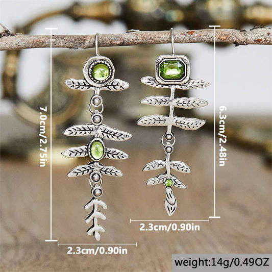 Inlaid olive green rhinestone earrings - Spiral Circle