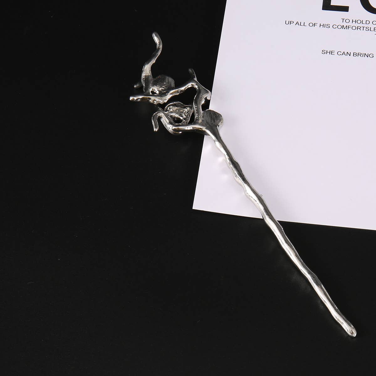 Iridescent Crystal Branch Hairpin - Spiral Circle