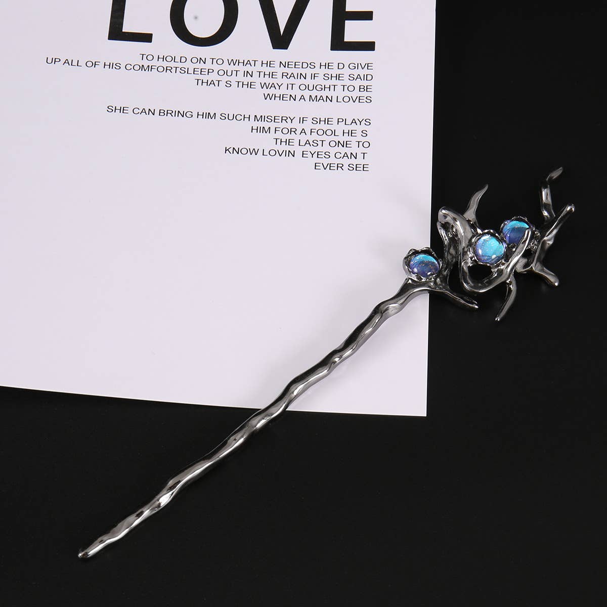 Iridescent Crystal Branch Hairpin - Spiral Circle