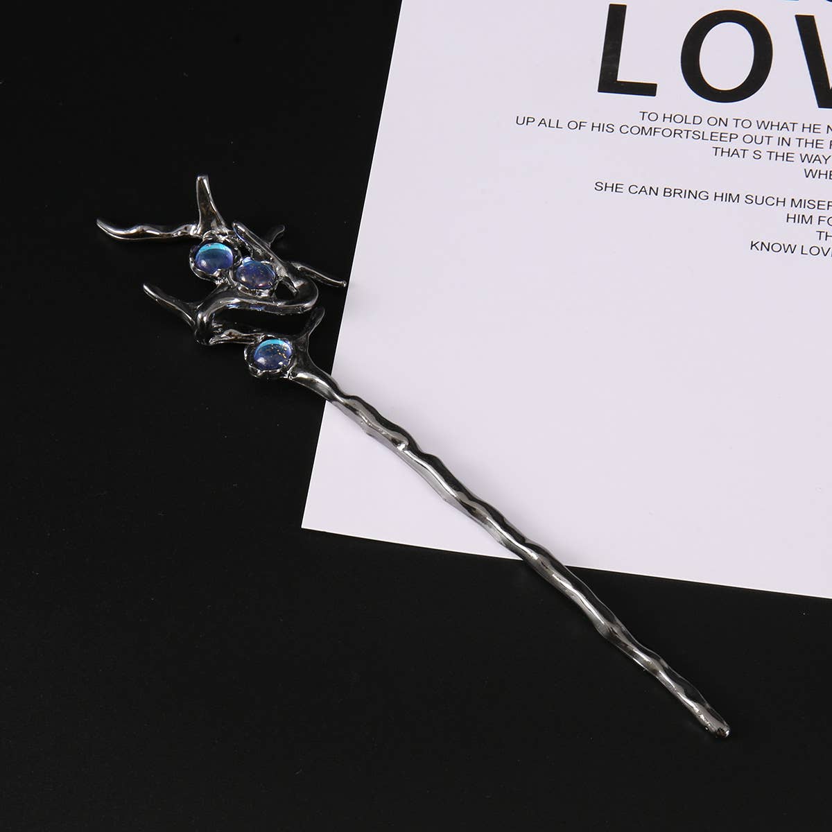 Iridescent Crystal Branch Hairpin - Spiral Circle