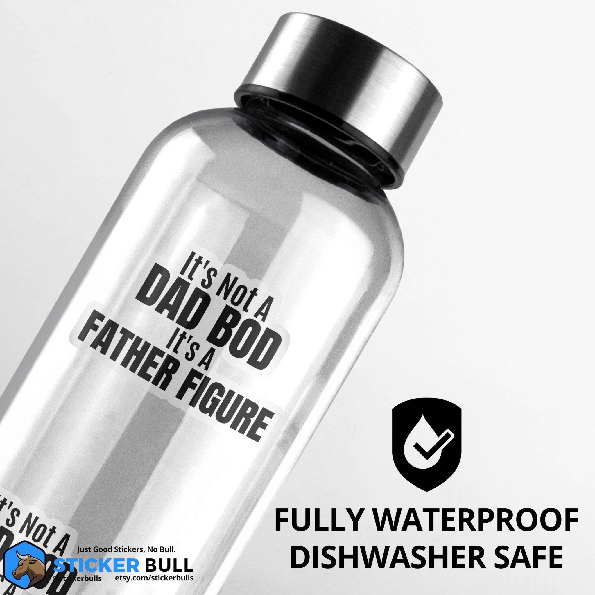 It's Not A Dad Bod, Its A Father Figure Sticker, Funny Meme Sticker, Dad Bod Sticker, Vinyl Sticker, Water Bottle, Hydroflask - Spiral Circle