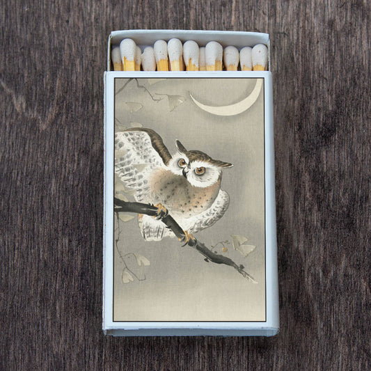 Japanese Art Owl and Moon Matchbox - Spiral Circle