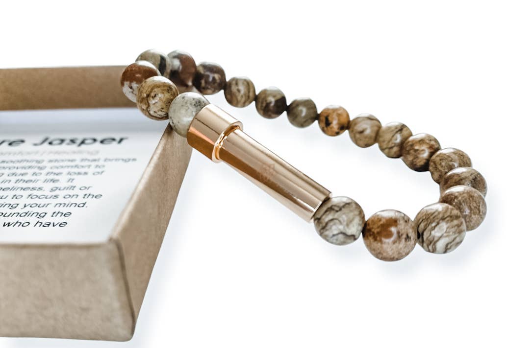 Jasper - Wish bead Bracelet - Picture and Picasso Jasper - Spiral Circle