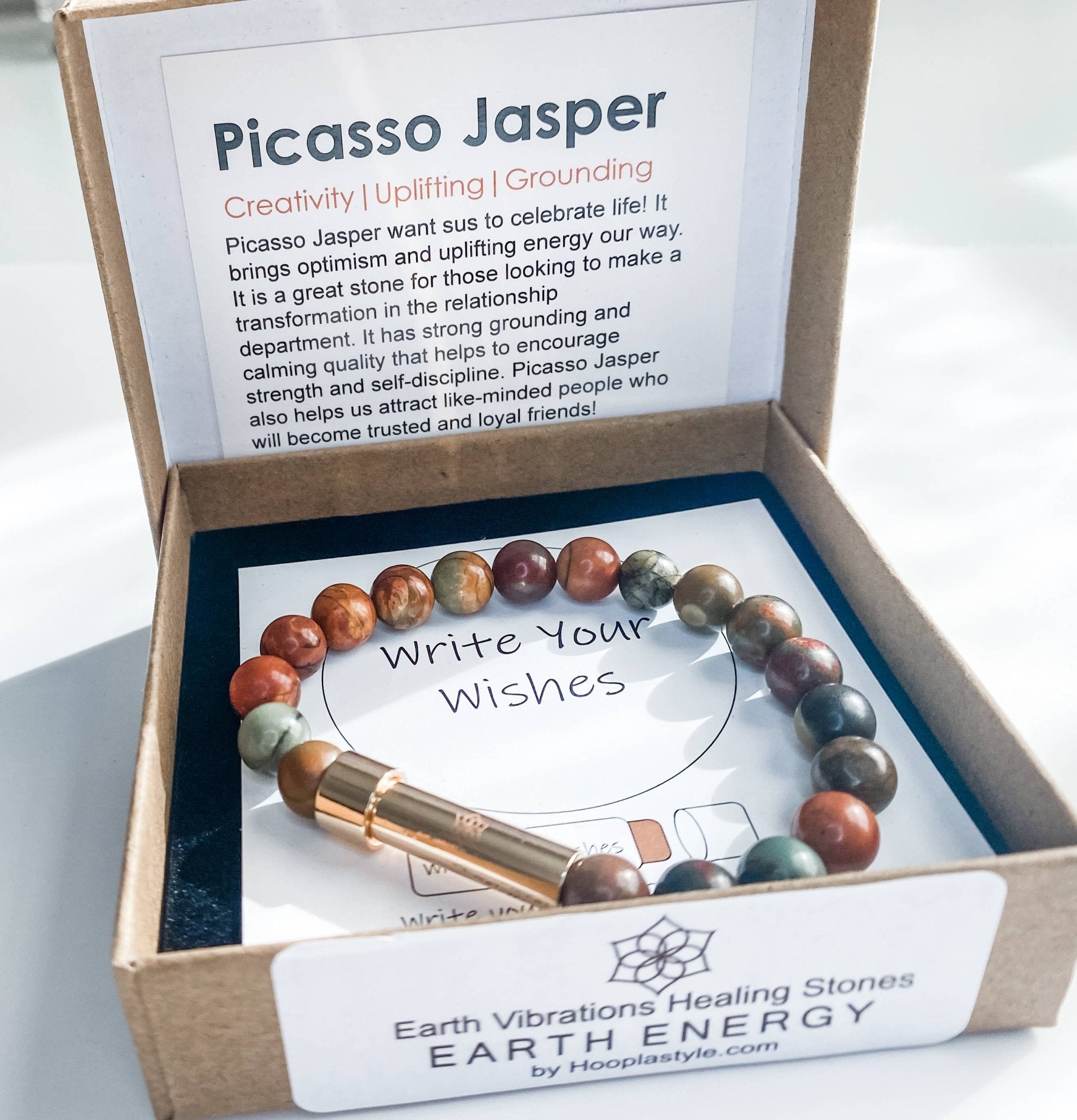 Jasper - Wish bead Bracelet - Picture and Picasso Jasper - Spiral Circle