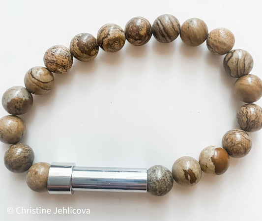 Jasper - Wish bead Bracelet - Picture and Picasso Jasper - Spiral Circle