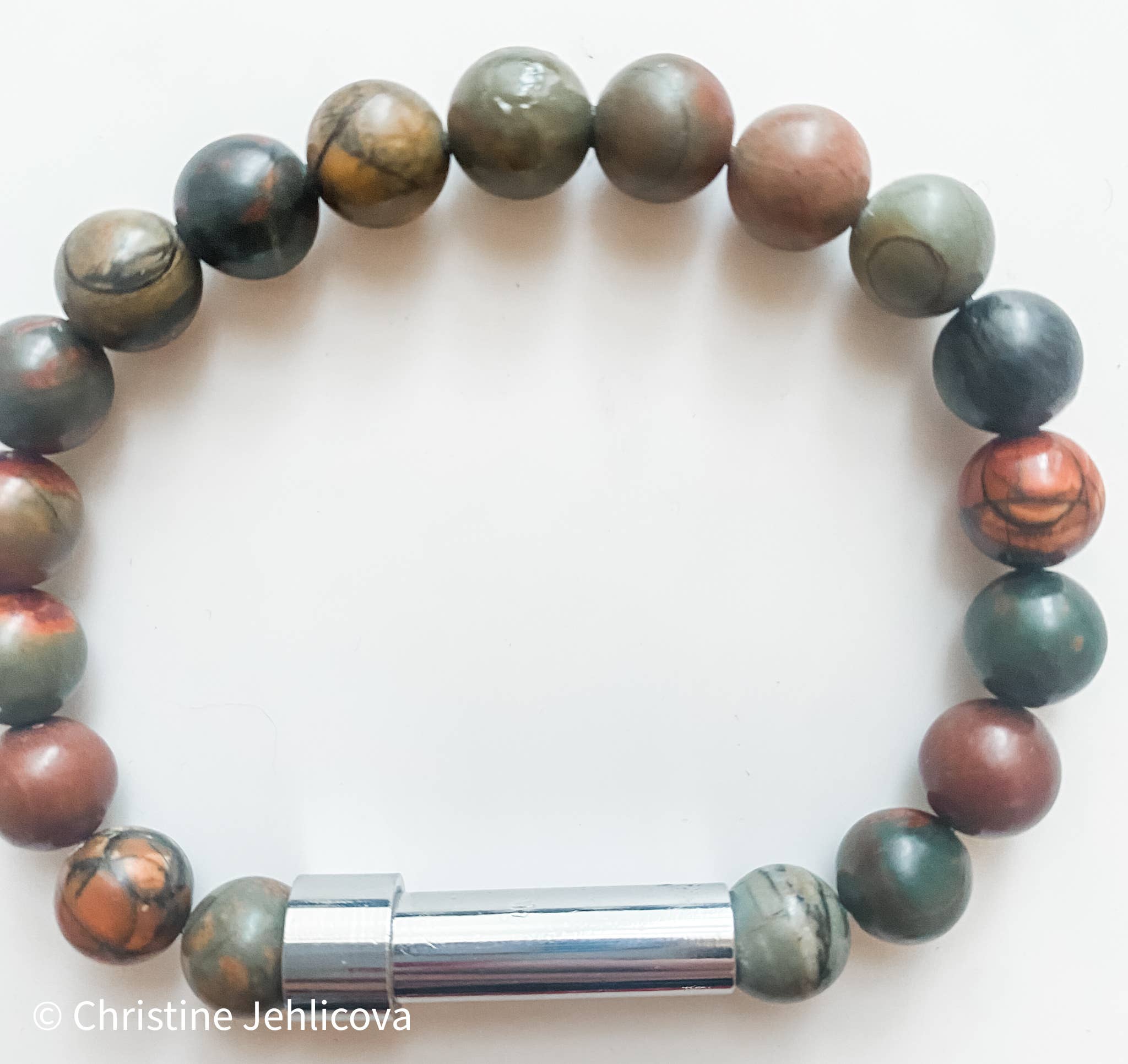Jasper - Wish bead Bracelet - Picture and Picasso Jasper - Spiral Circle