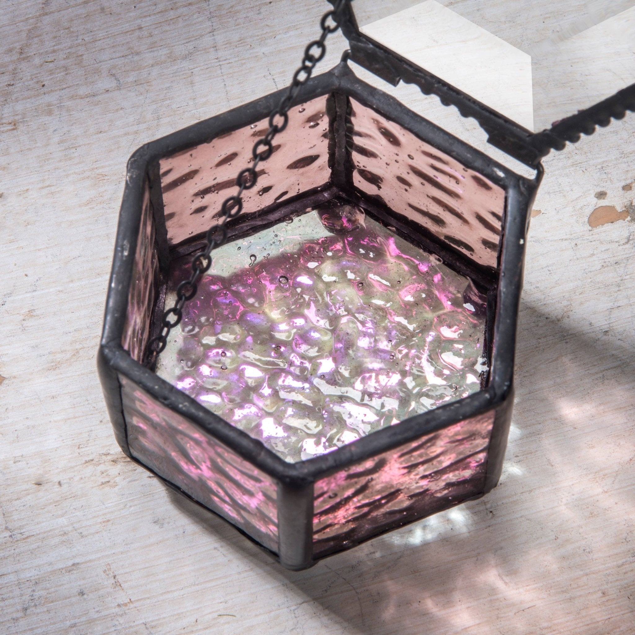 Jewelry Box Pink Rose Glass - Box 925 - Spiral Circle