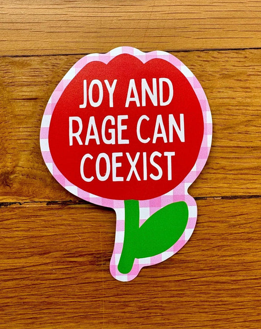Joy and Rage Can Coexist Flower Waterproof Sticker - Spiral Circle