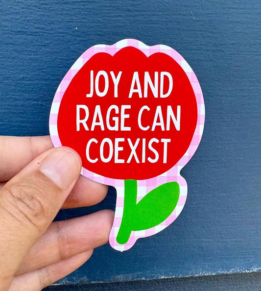 Joy and Rage Can Coexist Flower Waterproof Sticker - Spiral Circle