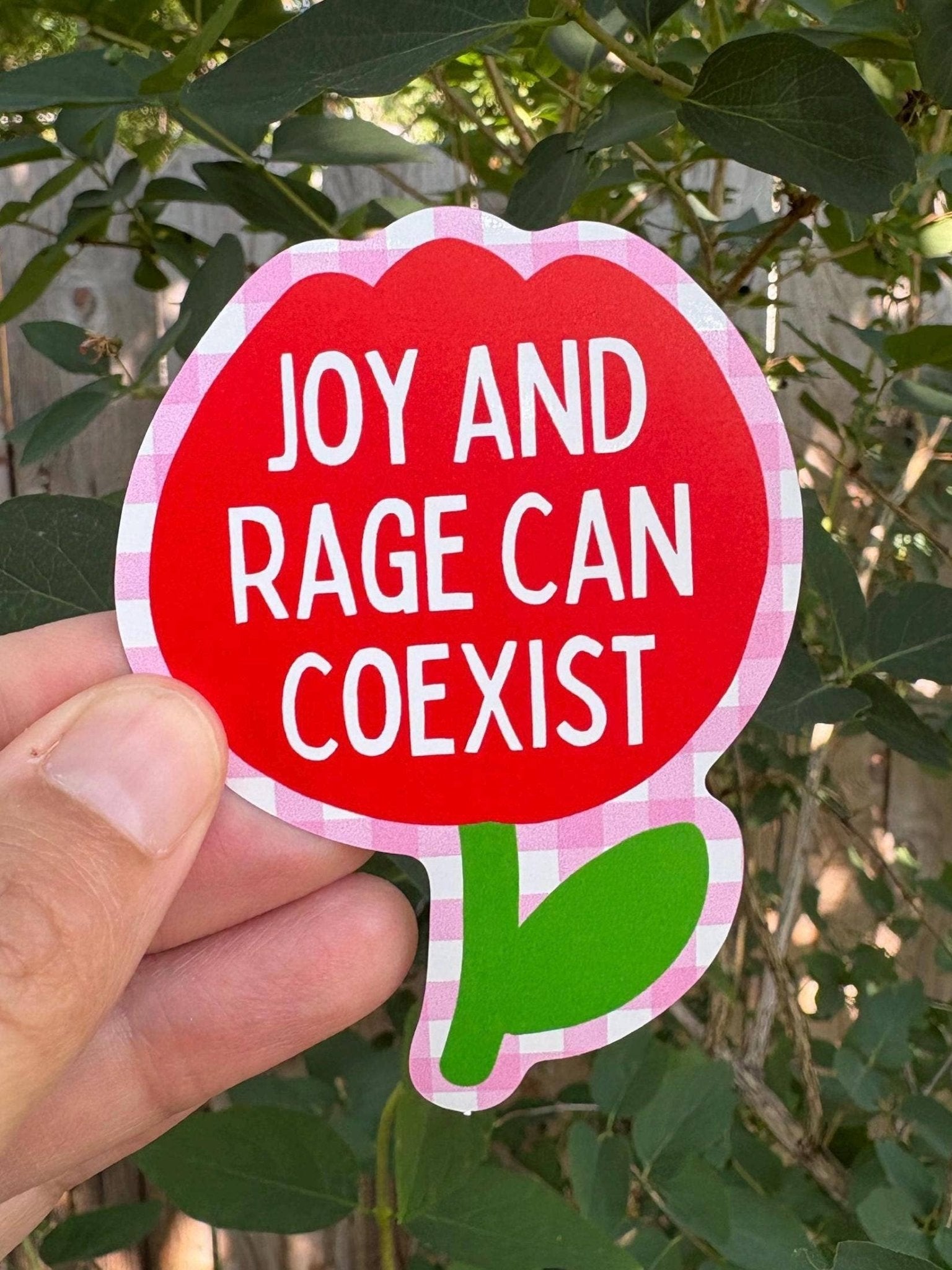 Joy and Rage Can Coexist Flower Waterproof Sticker - Spiral Circle