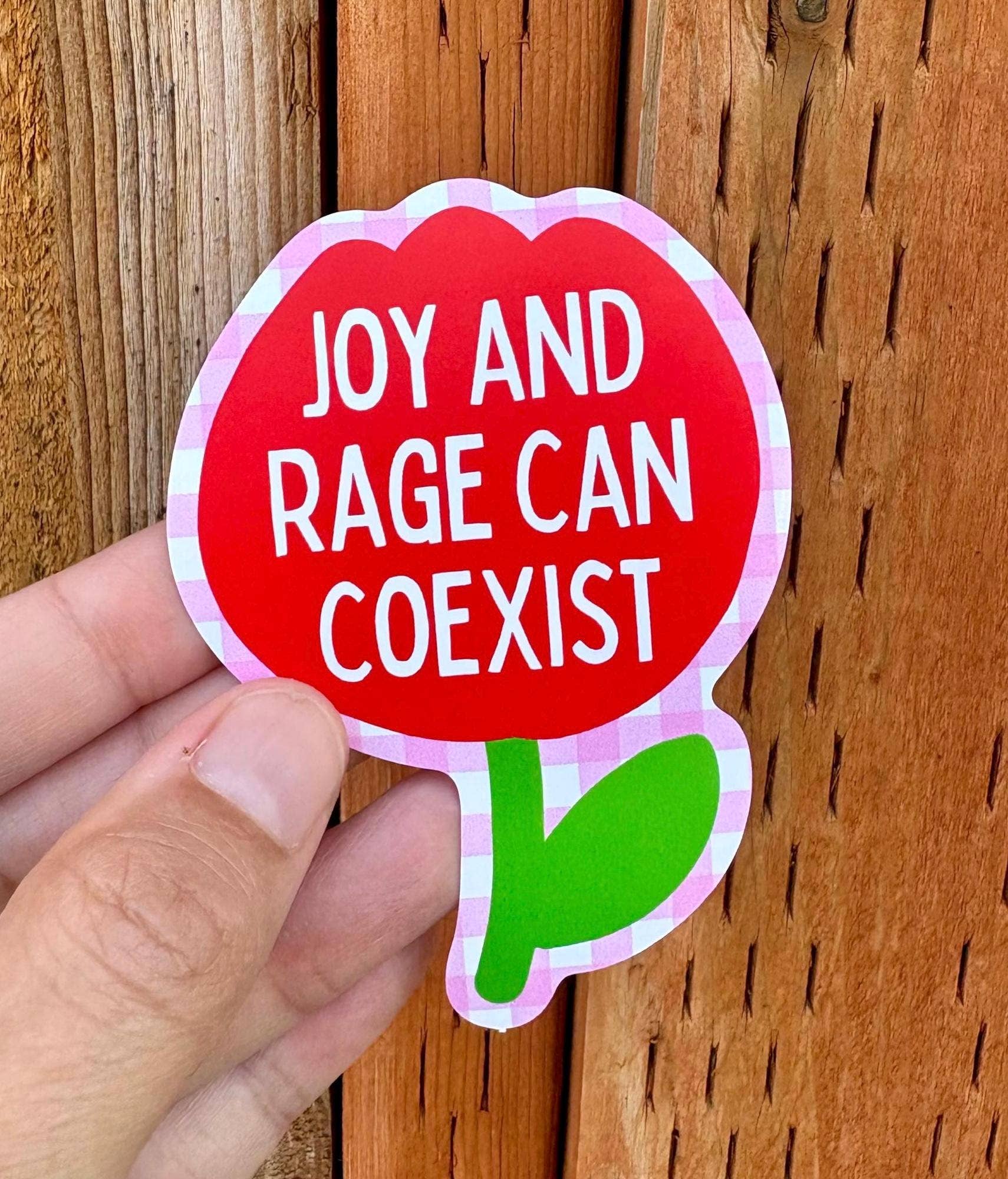 Joy and Rage Can Coexist Flower Waterproof Sticker - Spiral Circle