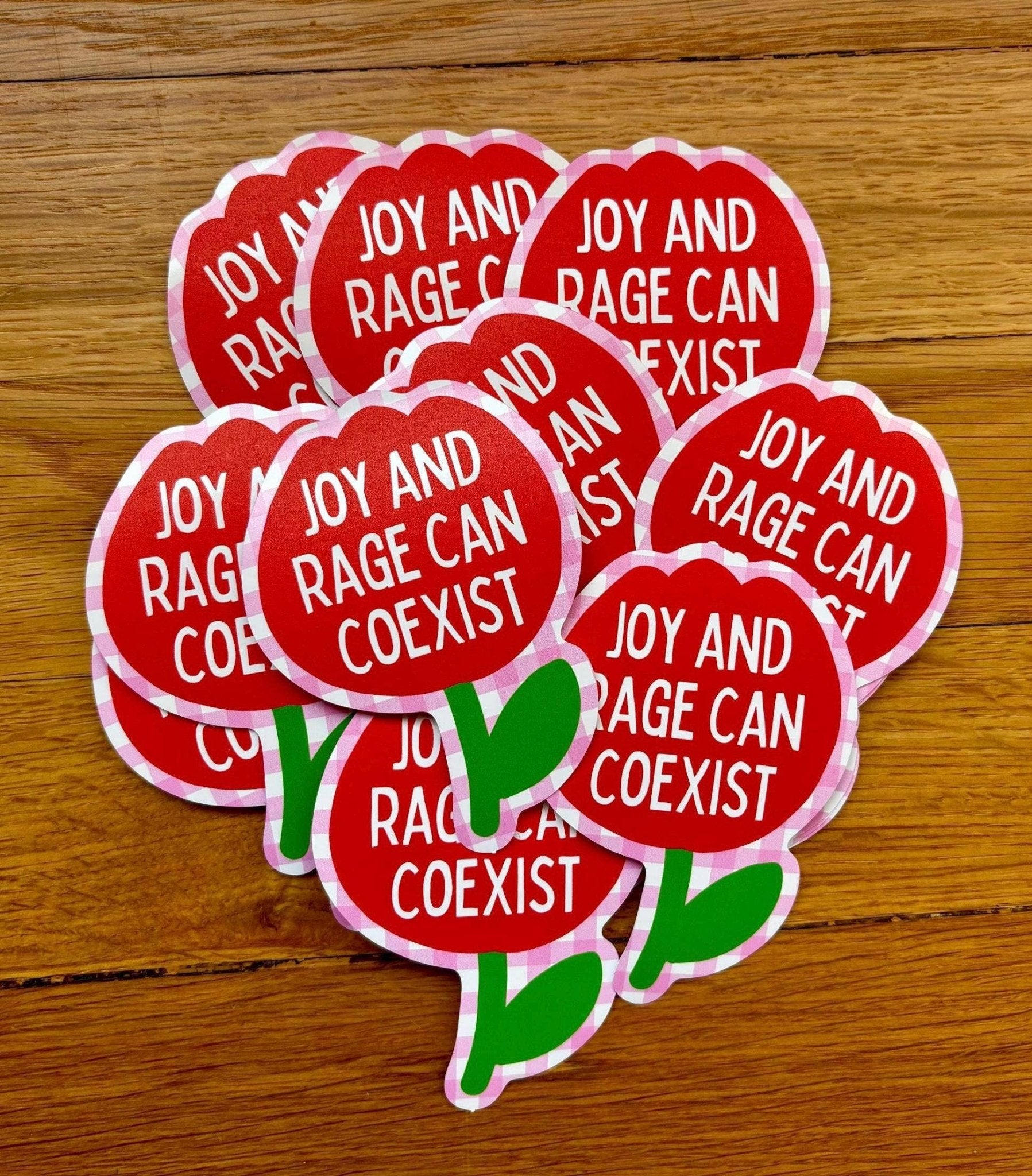 Joy and Rage Can Coexist Flower Waterproof Sticker - Spiral Circle