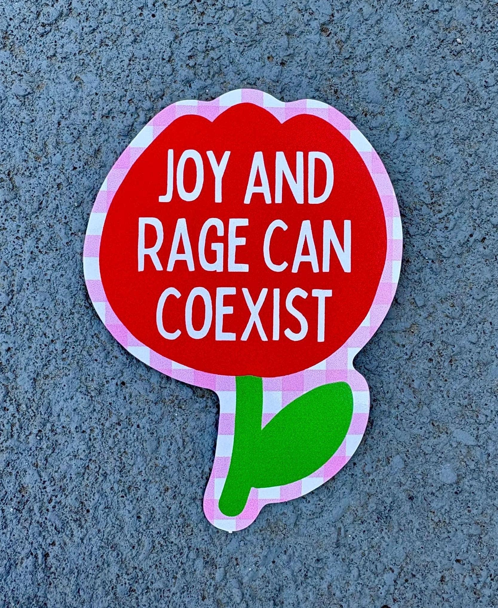 Joy and Rage Can Coexist Flower Waterproof Sticker - Spiral Circle