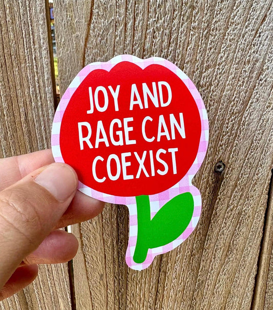 Joy and Rage Can Coexist Flower Waterproof Sticker - Spiral Circle