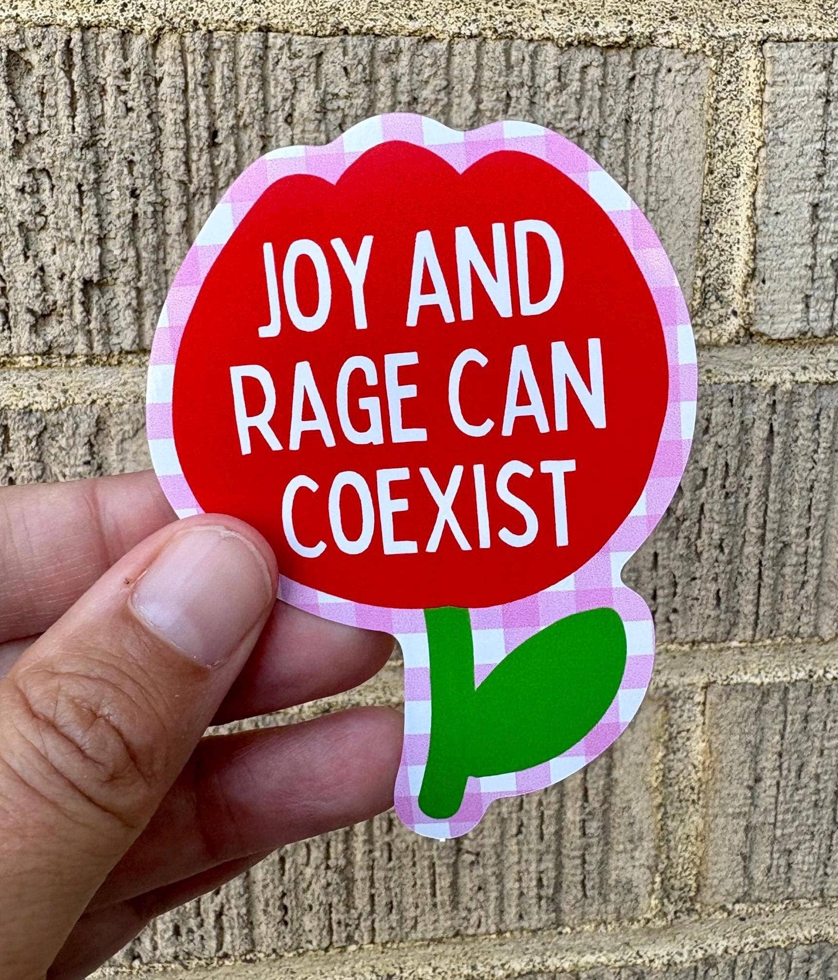 Joy and Rage Can Coexist Flower Waterproof Sticker - Spiral Circle