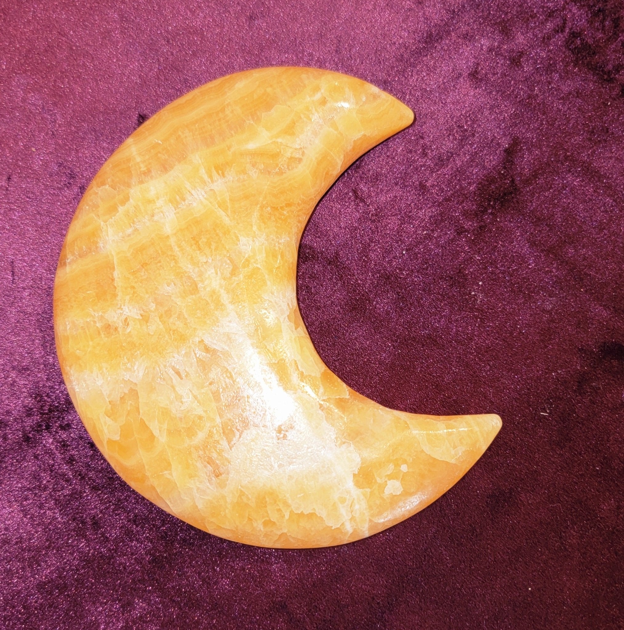Jumbo Crescent Moon | Honey Calcite - Spiral Circle