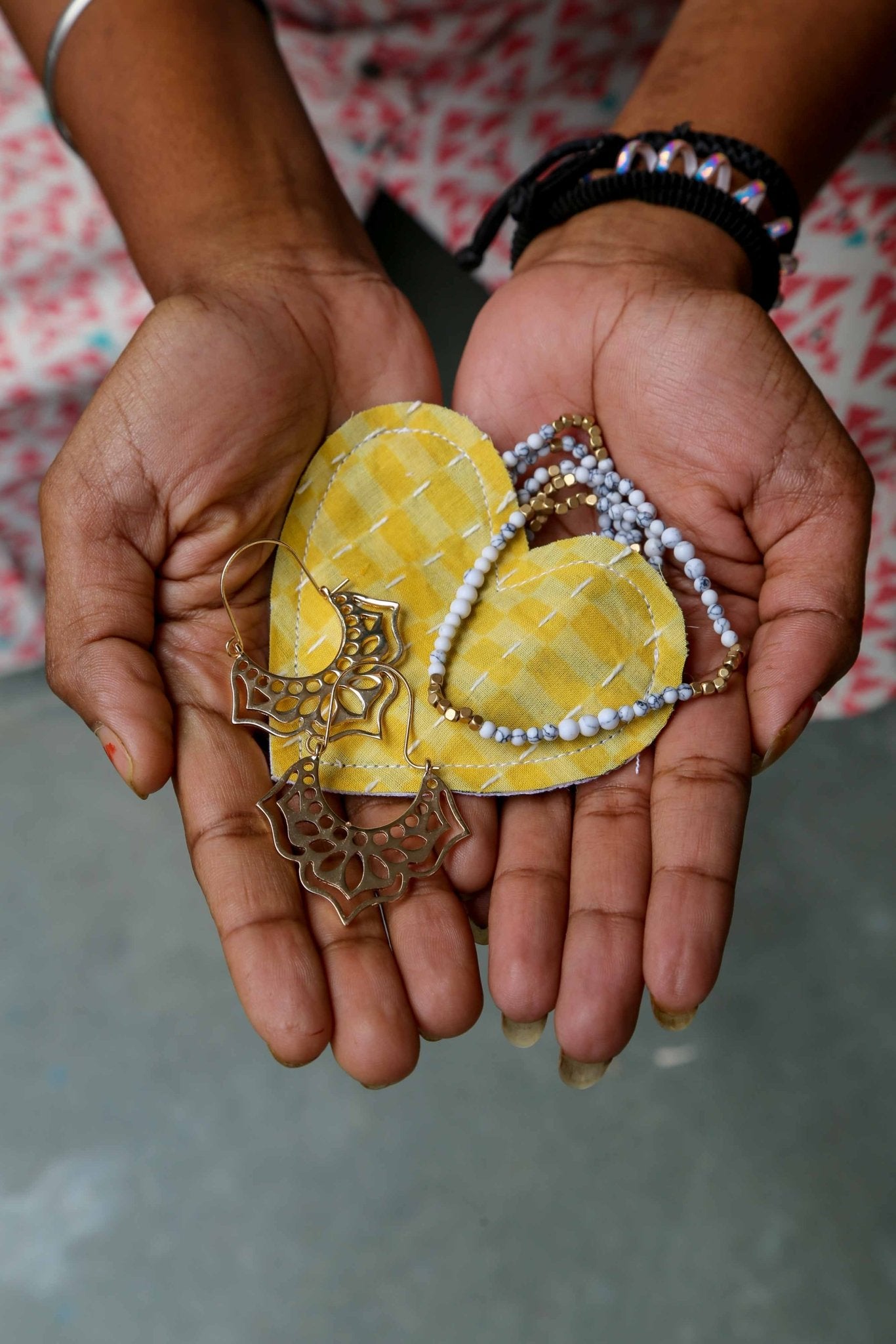 Kantha Heart Gift Pouch - Spiral Circle