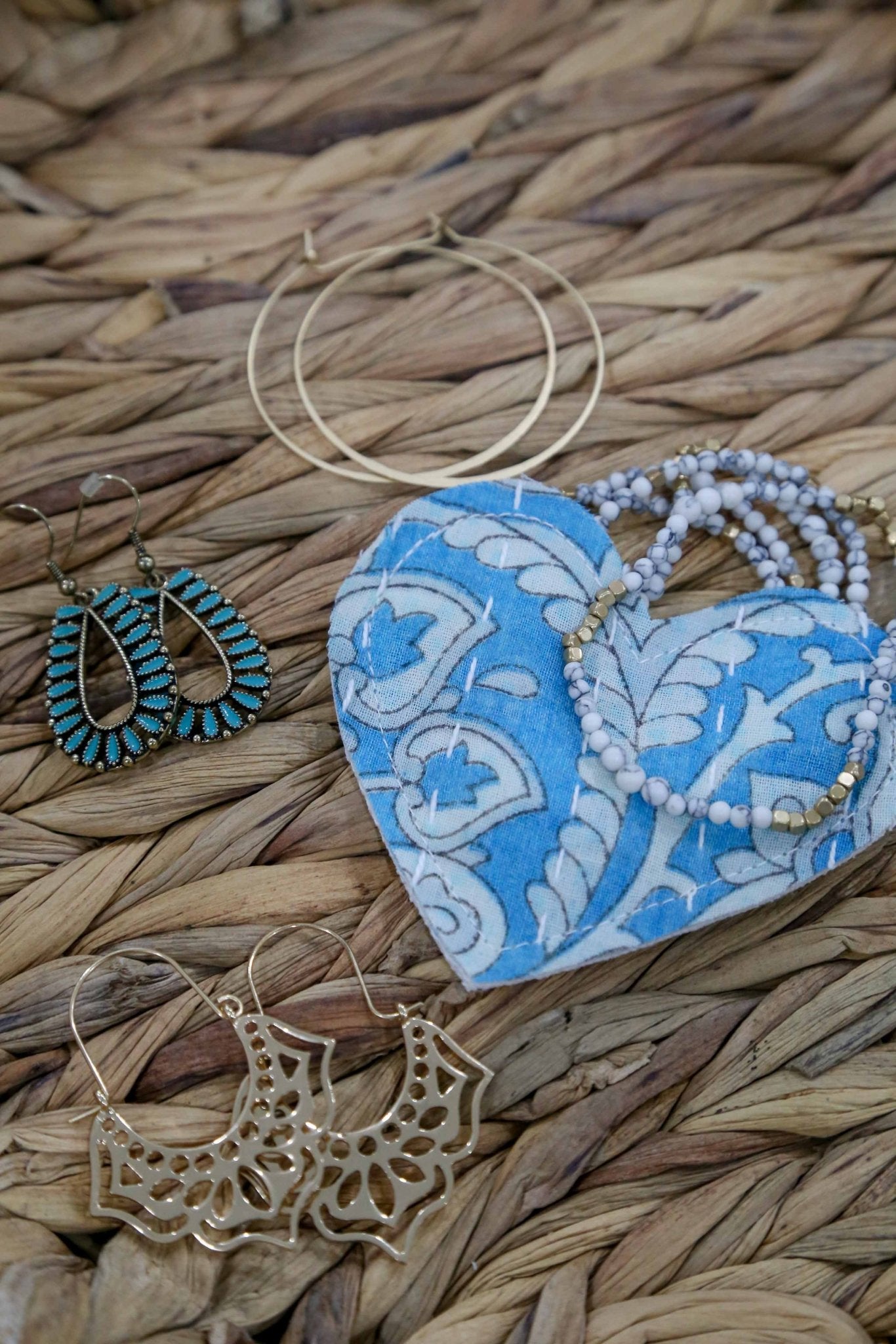 Kantha Heart Gift Pouch - Spiral Circle