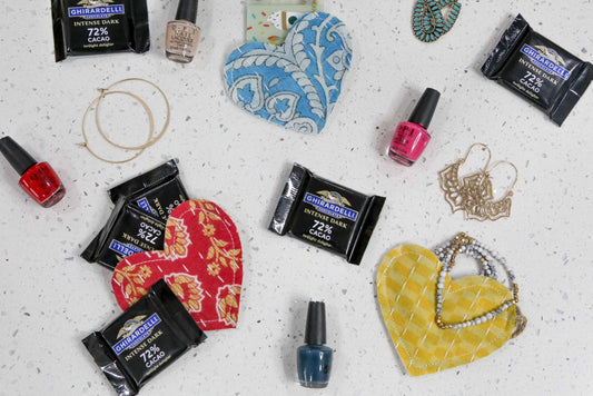 Kantha Heart Gift Pouch - Spiral Circle