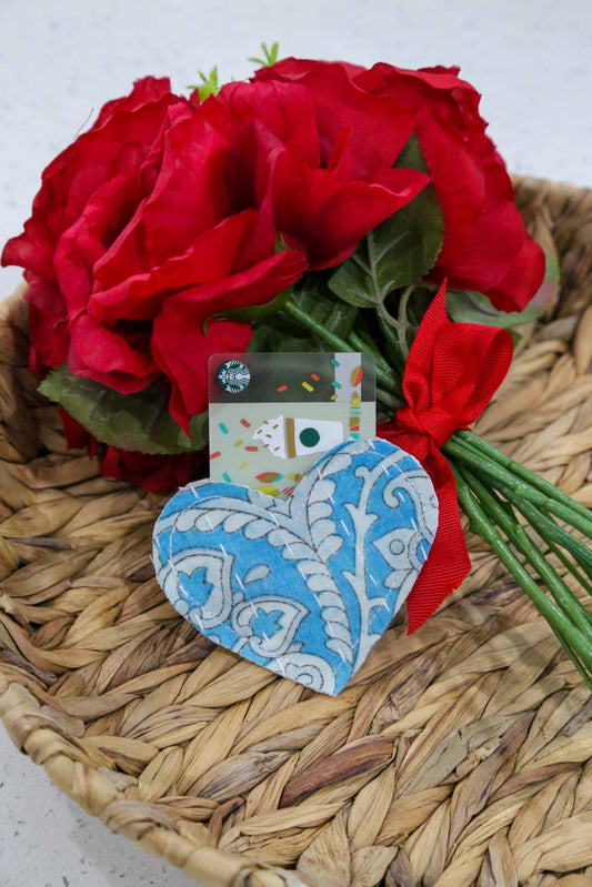 Kantha Heart Gift Pouch - Spiral Circle