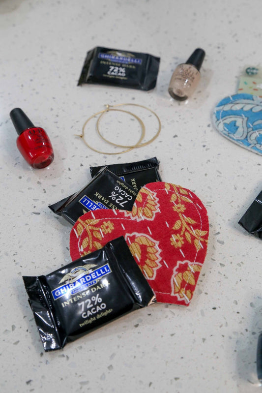Kantha Heart Gift Pouch - Spiral Circle