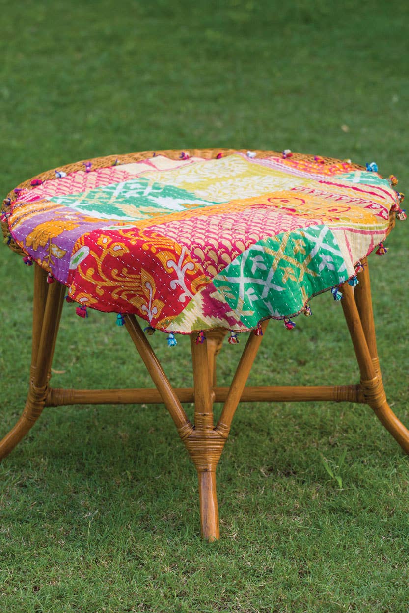 Kantha Tablecloth 25" Circle - Spiral Circle