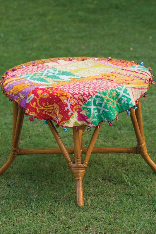 Kantha Tablecloth 25" Circle - Spiral Circle